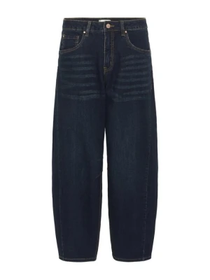 Wide leg Cream niebieski denim