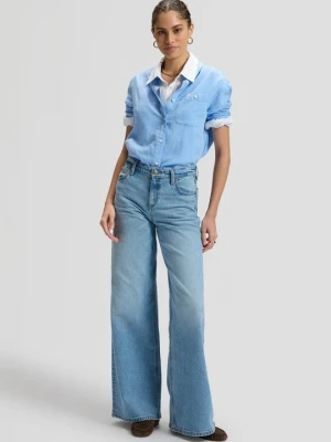 Jeansy wide leg Lee jasnoniebieski denim