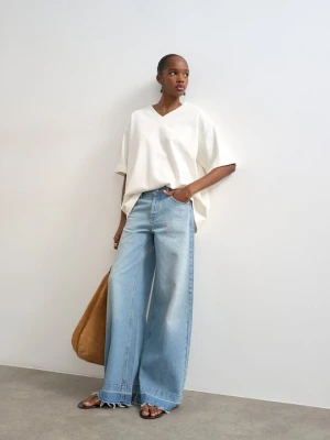 Wide leg Topshop niebieski denim