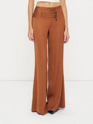 Wide leg Versace Jeans Couture ciemnobrązowy