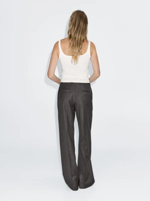 Wide Suit Trousers 100% Wool - Szarobrązowy - - Massimo Dutti - Female