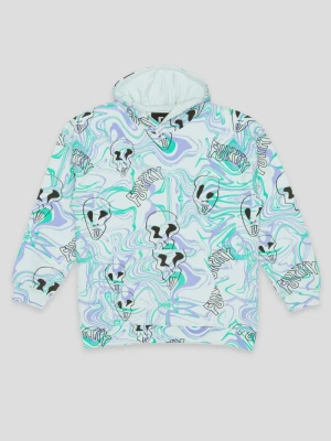 Wielobarwna bluza dresowa oversize z kapturem i nadrukami Reporter