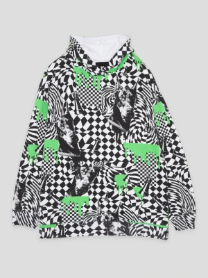 Wielobarwna bluza dresowa z kapturem i nadrukami Reporter