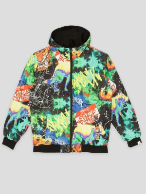 Wielobarwna wzorzysta dwustronna kurtka przejściowa z kapturem Reporter