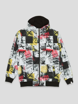 Wielobarwna wzorzysta dwustronna kurtka przejściowa z kapturem Reporter