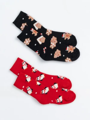 Wielokolorowe skarpety z motywem świątecznym 2-PAK Reporter
