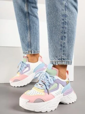 Biało-Niebieskie Sneakersy na Podeszwie z Tłoczeniami w Streetwearowym Stylu Vaniffia seastar