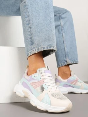Biało-Fioletowe Streetwearowe Sneakersy ze Wstawkami z Siateczki Deylisse fashion belle