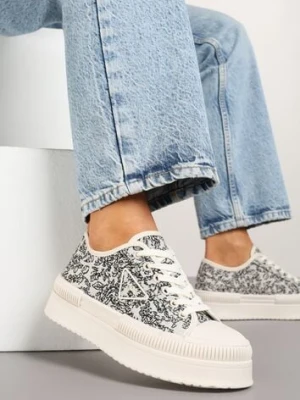 Beżowo-Czarne Trampki na Podwójnej Podeszwie z Ozdobnym Znaczkiem na Cholewce Alivrelia ideal