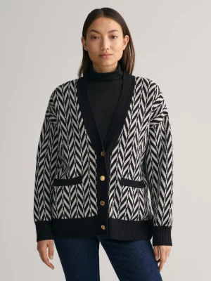 Wielokolorowy kardigan w jodełkę GANT