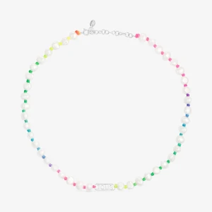 Wielokolorowy Nylonowy Naszyjnik Ze Srebrem I Perłami Hodowanymi Logo - Tous Rozmiar