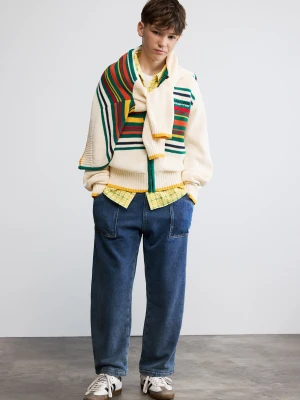 Wielokolorowy sweter w paski Desigual biały