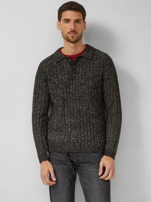 Wielokolorowy sweter z prążkowanej dzianiny z kołnierzykiem polo s.Oliver