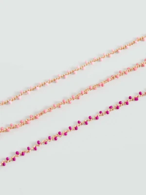 Wielowarstwowy łańcuszek z koralikami różowy - Dziewczyna - Rozmiar uniwersalny - MANGO TEEN