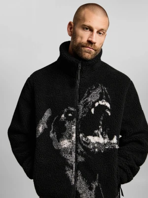 Wild Dog bluza sherpa oversize męska czarna PROSTO.