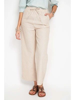 William de Faye Spodnie w kolorze beżowo-białym rozmiar: 34