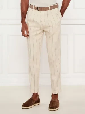 Windsor Spodnie Sapo | Slim Fit | z dodatkiem lnu
