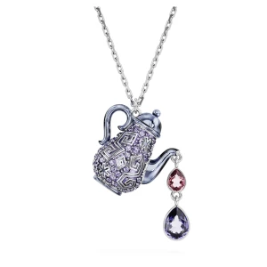 Zdjęcie produktu Wisiorek Alice in Wonderland, Dzbanek do herbaty, Fioletowy, Powłoka z rodu Swarovski