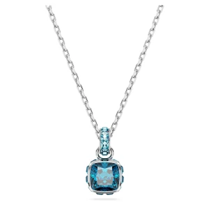 Wisiorek Birthstone, Szlif kwadratowy, Grudzień, Niebieski, Powłoka z rodu Swarovski