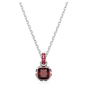 Wisiorek Birthstone, Szlif kwadratowy, Styczeń, Czerwony, Powłoka z rodu Swarovski