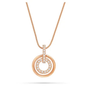 Wisiorek Circle, Kształt okrągły, Biały, Powłoka w odcieniu różowego złota Swarovski