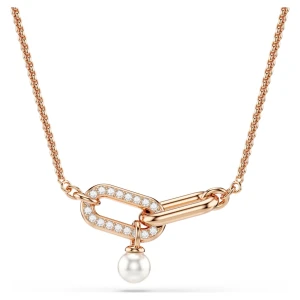 Wisiorek Constella, Kryształowa Perła, Szlif okrągły, Biały, Powłoka w odcieniu różowego złota Swarovski