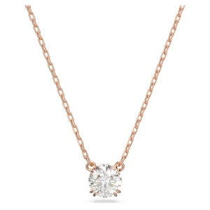 Wisiorek Constella, Szlif okrągły, Biały, Powłoka w odcieniu różowego złota Swarovski