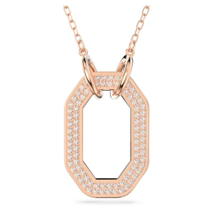 Wisiorek Dextera, Kształt ośmiokątny, Biały, Powłoka w odcieniu różowego złota Swarovski