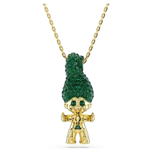 Wisiorek Good Luck Trolls, Troll, Zielony, Powłoka w odcieniu złota Swarovski
