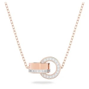 Wisiorek Hollow, Zazębiająca się pętla, Biały, Powłoka w odcieniu różowego złota Swarovski