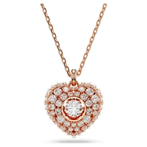 Wisiorek Hyperbola, Kryształowa Perła, Serce, Biały, Powłoka w odcieniu różowego złota Swarovski