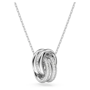 Wisiorek Hyperbola, Splecione ze sobą obręcze, Mały, Biały, Powłoka z rodu Swarovski