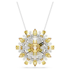 Wisiorek i broszka Idyllia, Szlify różnorodne, Kwiat, Długi, Żółte, Powłoka z rodu Swarovski