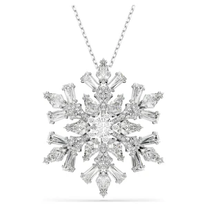 Wisiorek i broszka Idyllia, Szlify różnorodne, Płatek śniegu, Białe, Powłoka z rodu Swarovski