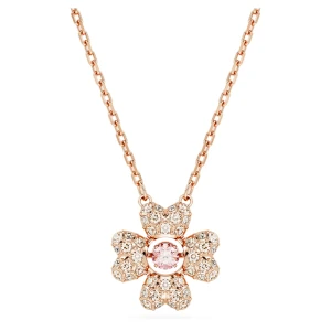 Wisiorek Idyllia, Koniczyna, Biały, Powłoka w odcieniu różowego złota Swarovski