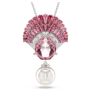 Wisiorek Idyllia, Szlify różnorodne, Kryształowa perła, Muszla, Różowy, Powłoka z rodu Swarovski