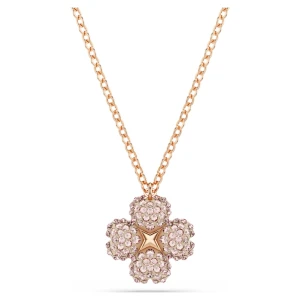 Wisiorek Latisha, Kwiat, Różowy, Powłoka w odcieniu różowego złota Swarovski