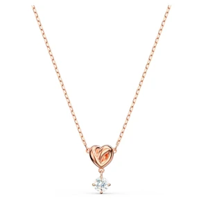 Wisiorek Lifelong Heart, Biały, Powłoka w odcieniu różowego złota Swarovski