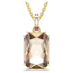 Wisiorek Millenia, Szlif ośmiokątny, Karmelowy, Powłoka w odcieniu złota Swarovski