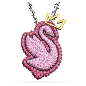 Wisiorek Pop Swan, Łabędź, Długi, Różowy, Powłoka z rodu Swarovski