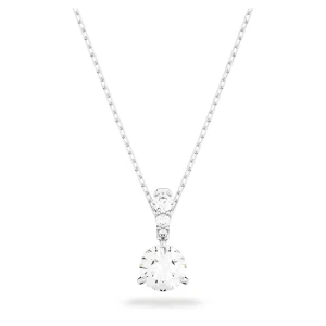 Wisiorek Solitaire, Szlif okrągły, Biały, Powłoka z rodu Swarovski