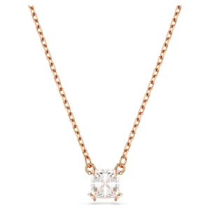 Wisiorek Stilla Attract, Szlif kwadratowy, Biały, Powłoka w odcieniu różowego złota Swarovski