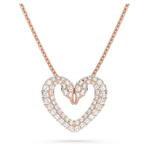 Wisiorek Sublima, Serce, Średni, Biały, Powłoka w odcieniu różowego złota Swarovski