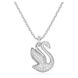 Zdjęcie produktu Wisiorek Swan, Łabędź, Średni, Biały, Powłoka z rodu Swarovski