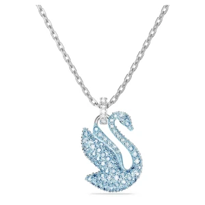 Wisiorek Swan, Łabędź, Średni, Niebieski, Powłoka z rodu Swarovski