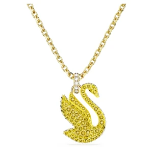 Wisiorek Swan, Łabędź, Średni, Żółty, Powłoka w odcieniu złota Swarovski
