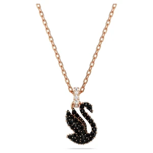 Wisiorek Swan, Swan, Mały, Czarny, Powłoka w odcieniu różowego złota Swarovski