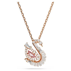 Wisiorek Swan, Szlify różnorodne, Łabędź, Różowy Swarovski