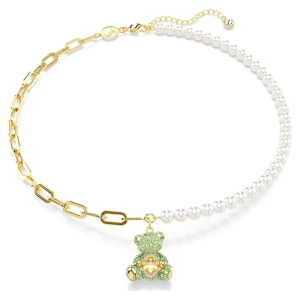 Wisiorek Teddy, Kryształowa Perła, Niedźwiedź, Różnokolorowy, Powłoka w odcieniu złota Swarovski