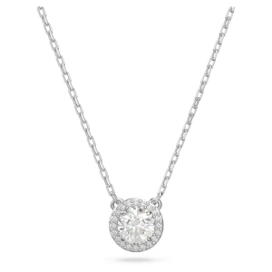 Wisiorek Una Angelic, Szlif okrągły, Oprawa brukowa, Biały, Powłoka z rodu Swarovski